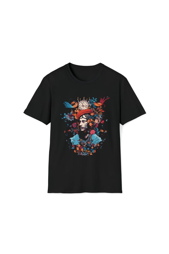 Man With Clock Unisex T-Shirt Boho Hippie Festival Birds Inspired