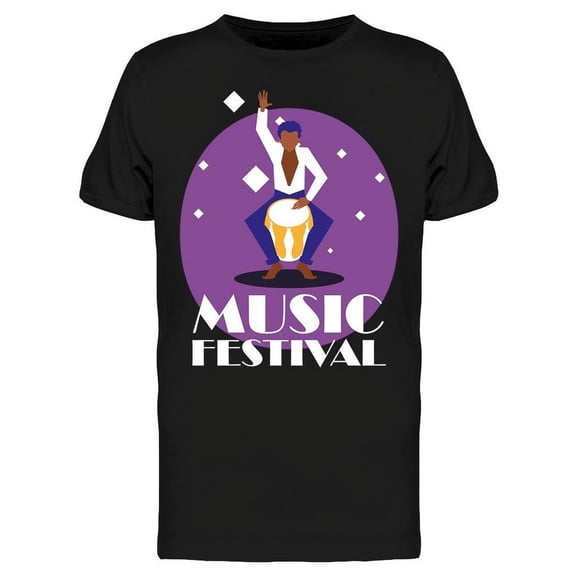 Man With Drum. Music Festival T-Shirt Men -Image by Shutterstock, Male Medium