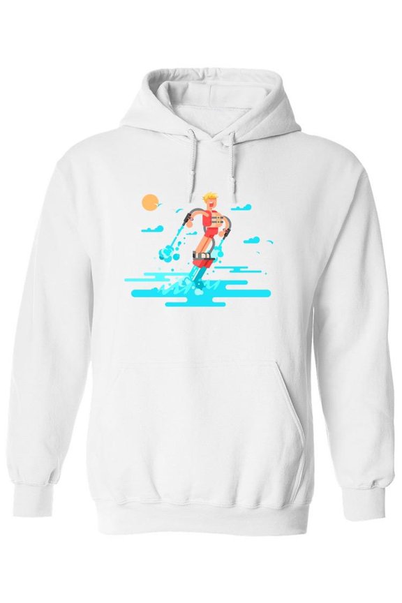 Man With Flyboard. Hoodie Men -Image by Shutterstock, Male Medium