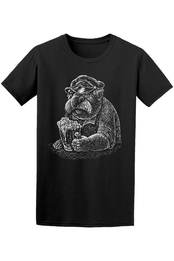 Man With Mustache At The Bar T-Shirt Men -Image by Shutterstock, Male Small