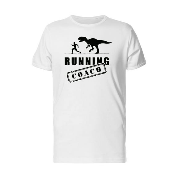 Man With T-Rex Running Coach T-Shirt Men -Image by Shutterstock, Male Large