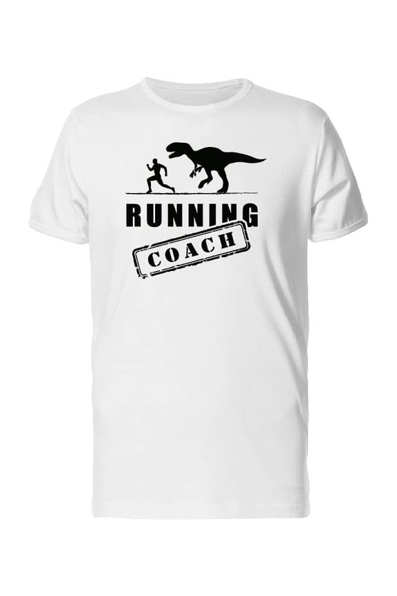 Man With T-Rex Running Coach T-Shirt Men -Image by Shutterstock, Male Medium