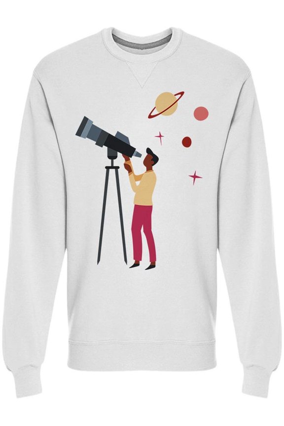 Man With Telescope Sweatshirt Men -Image by Shutterstock, Male Small