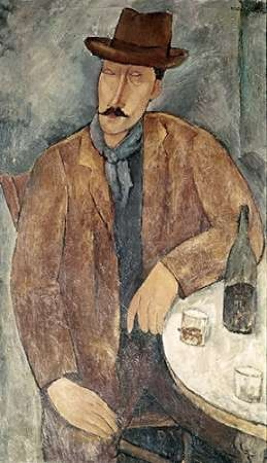 Man With a Wine Glass Canvas Art - Amedeo Modigliani (12 x 18)
