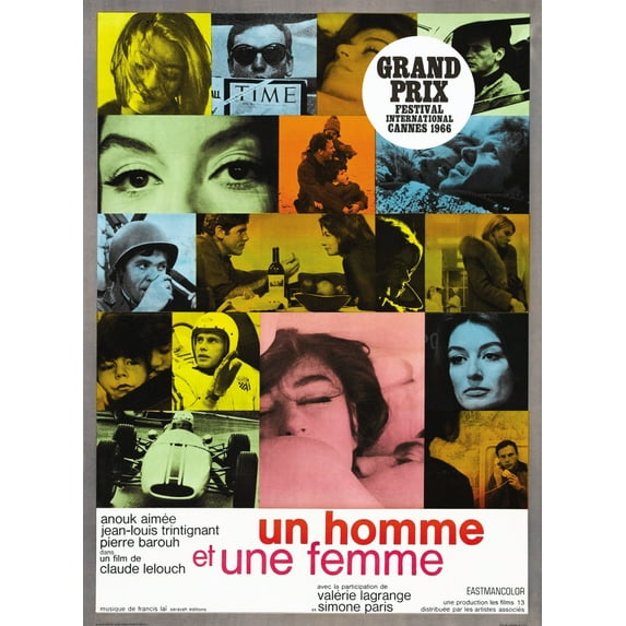 A Man And A Woman (Aka Un Homme Et Une Femme) Anouk Aimee Pierre Barouh (Third Down From Top) Jean-Louis Trintignant (Bottom Right) 1966 Movie Poster Masterprint (11 x 17)