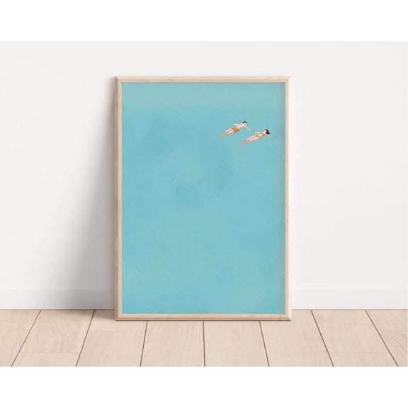Man Woman Floating In Pool Swimming Valentine Couple Summer Beach House Decor Physical, Stretched Canvas