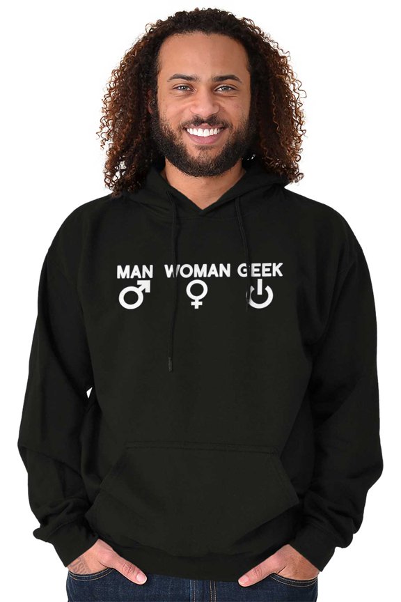 Man Woman Geek Geeky Cute Nerdy Gamer Hoodie Sweatshirt Women Men Brisco Brands M