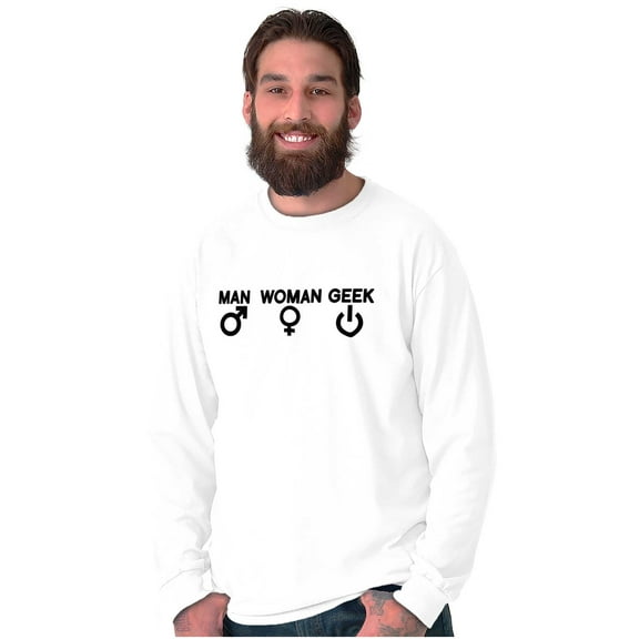 Man Woman Geek Geeky Cute Nerdy Gamer Long Sleeve TShirt Men Women Brisco Brands S