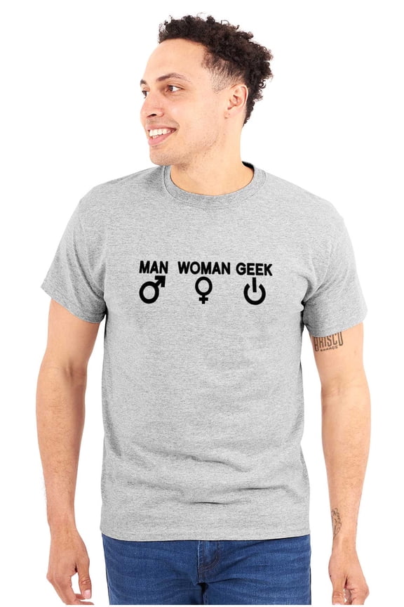 Man Woman Geek Geeky Cute Nerdy Gamer Plus Size Crewneck Graphic Tee Shirt Brisco Brands 3X