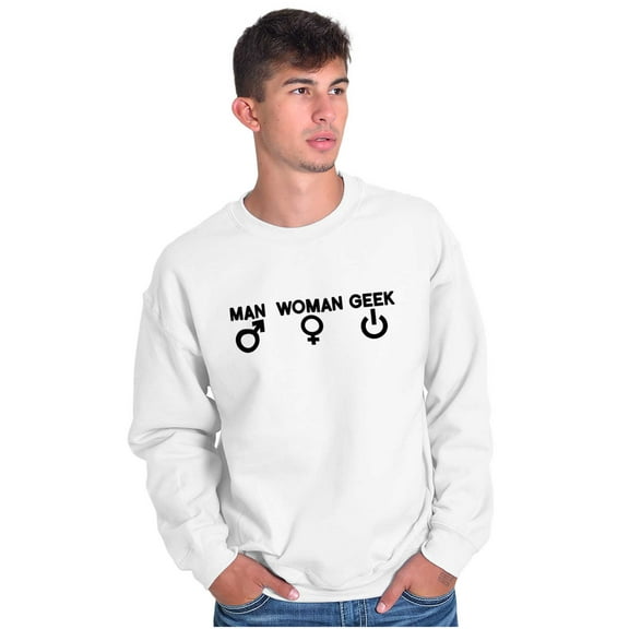 Man Woman Geek Geeky Cute Nerdy Gamer Sweatshirt for Men or Women Brisco Brands S