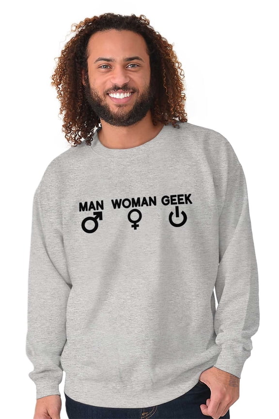 Man Woman Geek Geeky Cute Nerdy Gamer Sweatshirt for Men or Women Brisco Brands X
