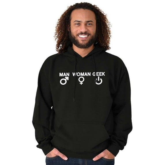 Man Woman Geek Geeky Cute Nerdy Gamer Unisex Plus Fleece Graphic Hoodie Brisco Brands 2X