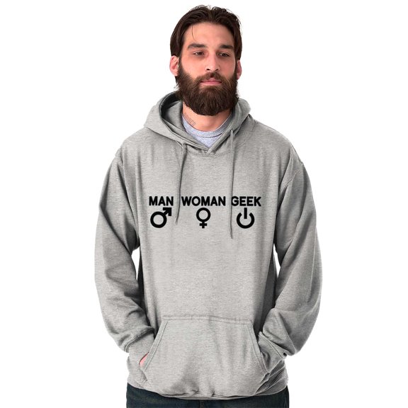 Man Woman Geek Geeky Cute Nerdy Gamer Unisex Plus Fleece Graphic Hoodie Brisco Brands 3X