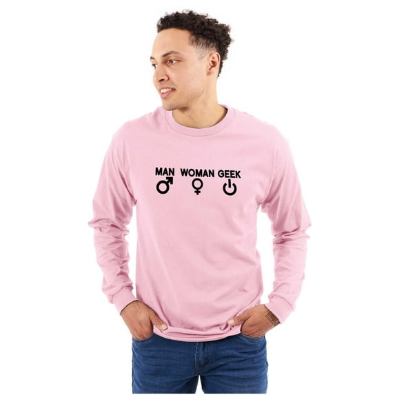 Man Woman Geek Geeky Cute Nerdy Gamer Unisex Plus Size Long Sleeve Shirt Brisco Brands 4X