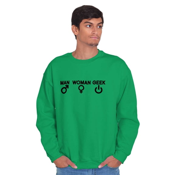 Man Woman Geek Geeky Cute Nerdy Gamer Unisex Plus Fleece Graphic Sweatshirt Brisco Brands 2X