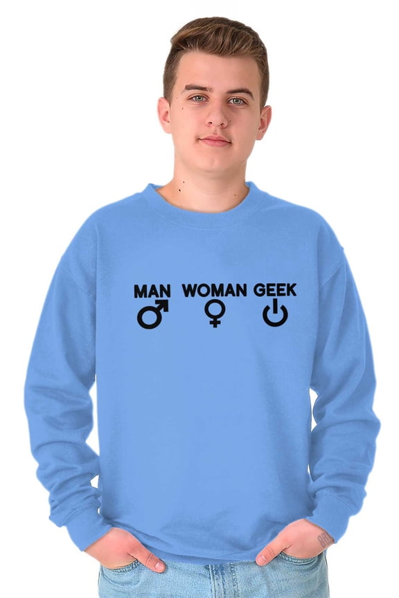 Man Woman Geek Geeky Cute Nerdy Gamer Unisex Plus Fleece Graphic Sweatshirt Brisco Brands 4X