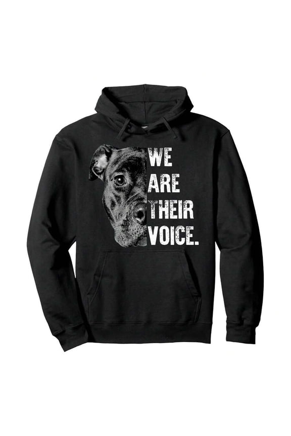 Man Woman Love Pitbull / We Are Their Voice Pullover HoodieMen's Halloween Thanksgiving Print Hooded Sweatshirt, Thick Cotton Blend, Cool Weather Casual Wear