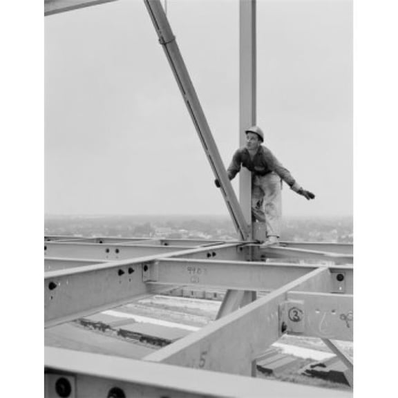 Man Working on Construction Site Poster Print - 18 x 24 in.