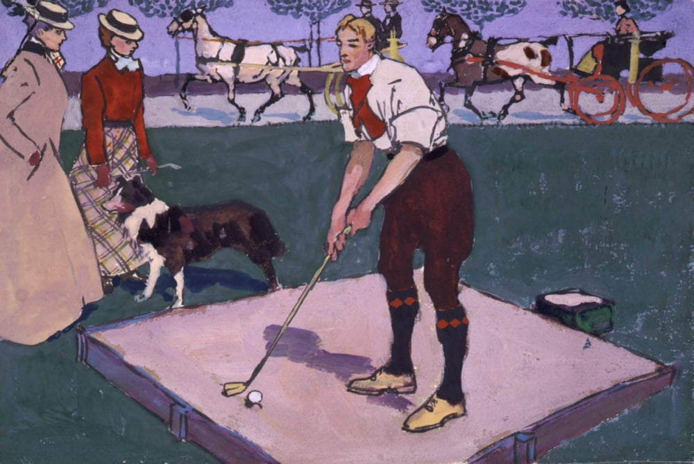 Man about to drive a golf ball Canvas Art - Edward Penfield (18 x 24)