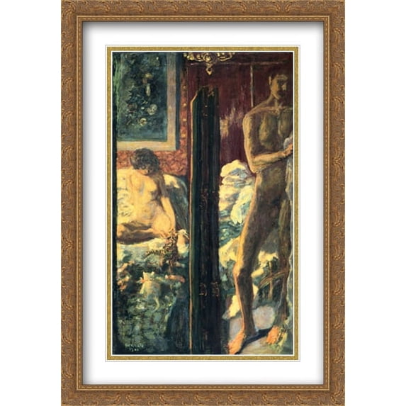 Man and Woman 2x Matted 28x40 Large Gold Ornate Framed Art Print by Bonnard, Pierre