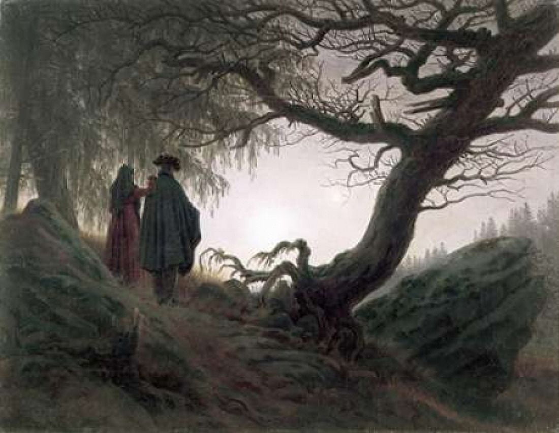 Man and Woman Contemplating The Moon Canvas Art - Caspar David Friedrich (22 x 28)