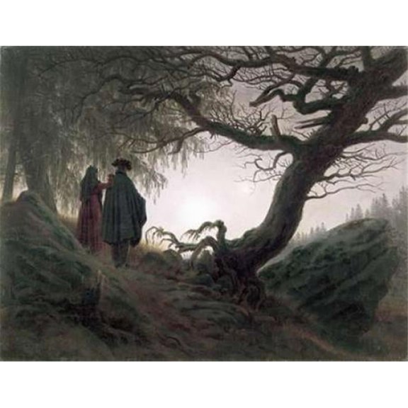 Man and Woman Contemplating The Moon Poster Print by Caspar David Friedrich (11 x 14)