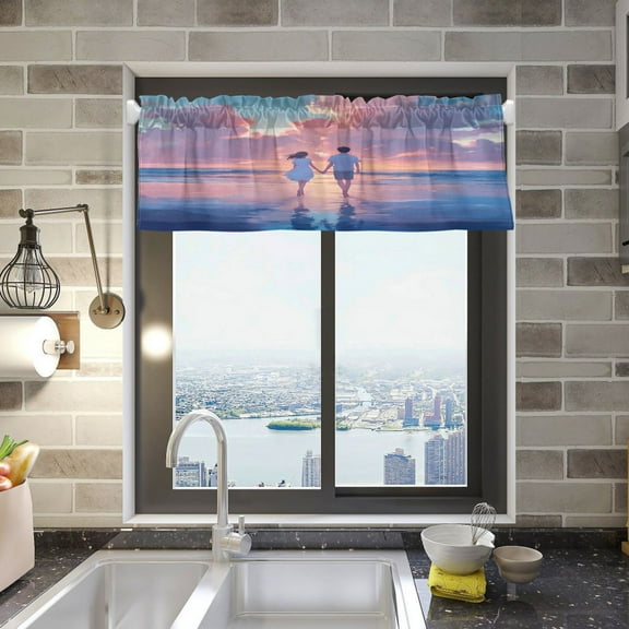 Man and Woman Holding Hands Curtain Valances Window Treatment Rod Pocket Drape Valance 54" X 18" for Kitchen Living Room Bedroom