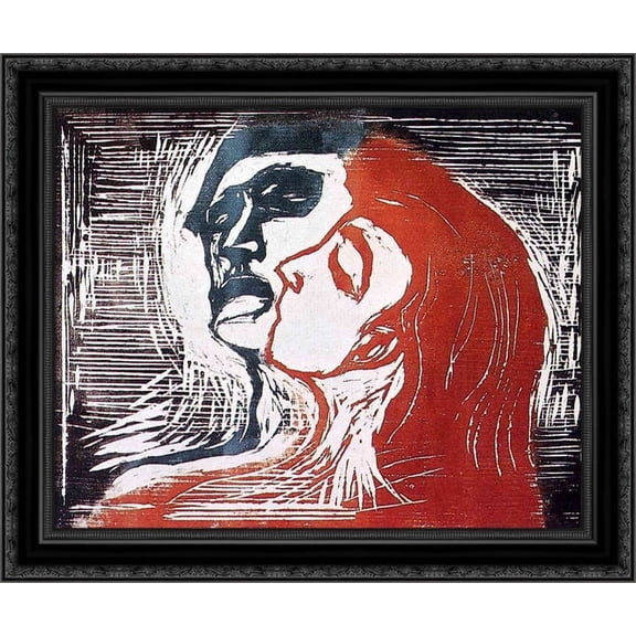 Man and Woman I 16x24 Black Ornate Wood Framed Canvas Art by Munch, Edvard