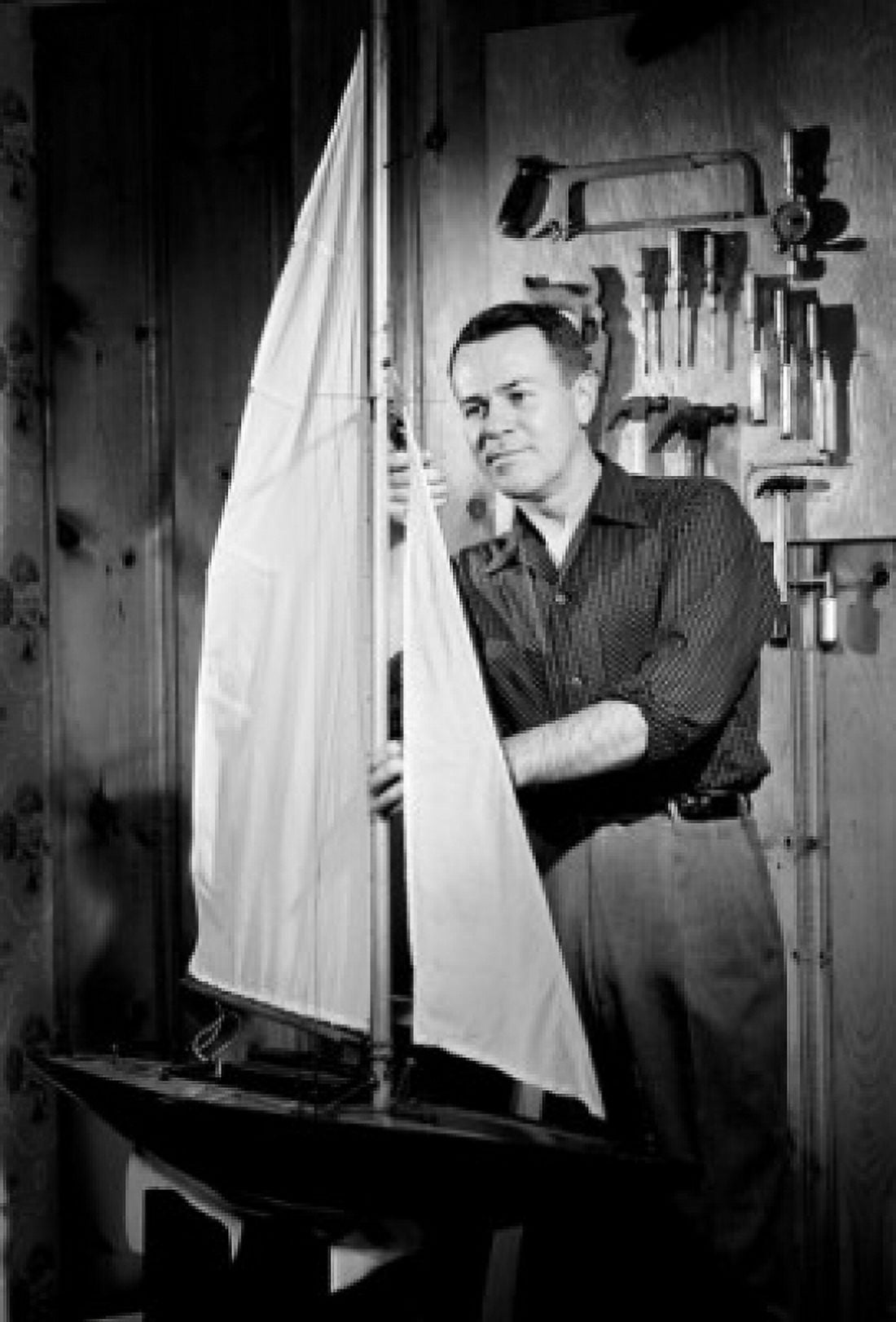 Man building model ship Canvas Art - (18 x 24)