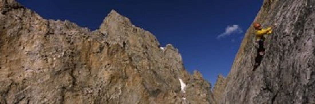 Man climbing up a mountain Grand Teton Grand Teton National Park Wyoming USA Canvas Art - Panoramic Images (18 x 6)