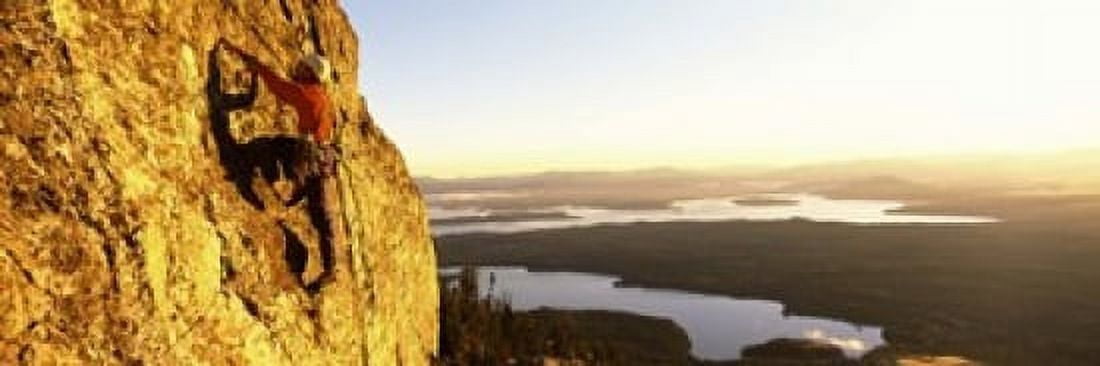 Man climbing up a mountain Rockchuck Peak Grand Teton National Park Wyoming USA Canvas Art - Panoramic Images (18 x 6)