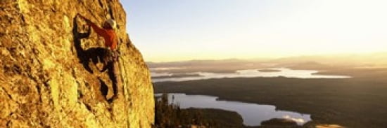 Man climbing up a mountain Rockchuck Peak Grand Teton National Park Wyoming USA Canvas Art - Panoramic Images (36 x 12)