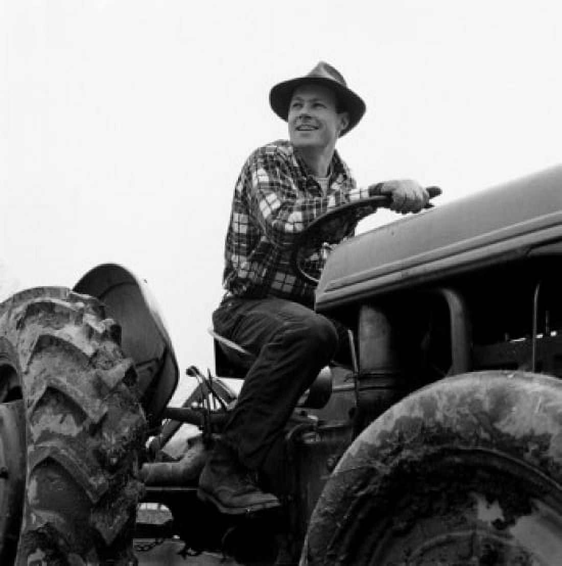 Man driving tractor Canvas Art - (18 x 24)