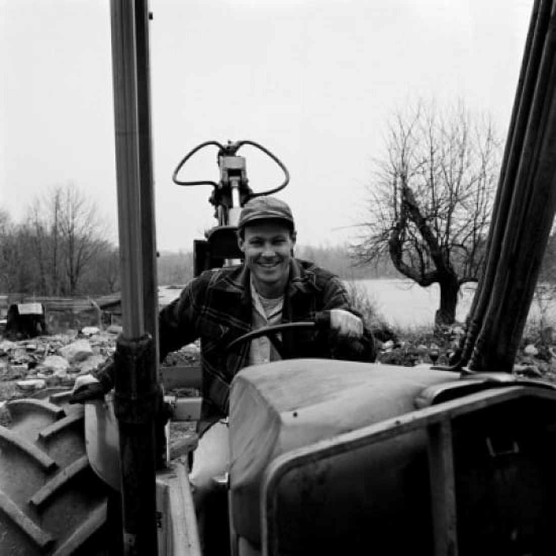 Man driving tractor Canvas Art - (18 x 24)