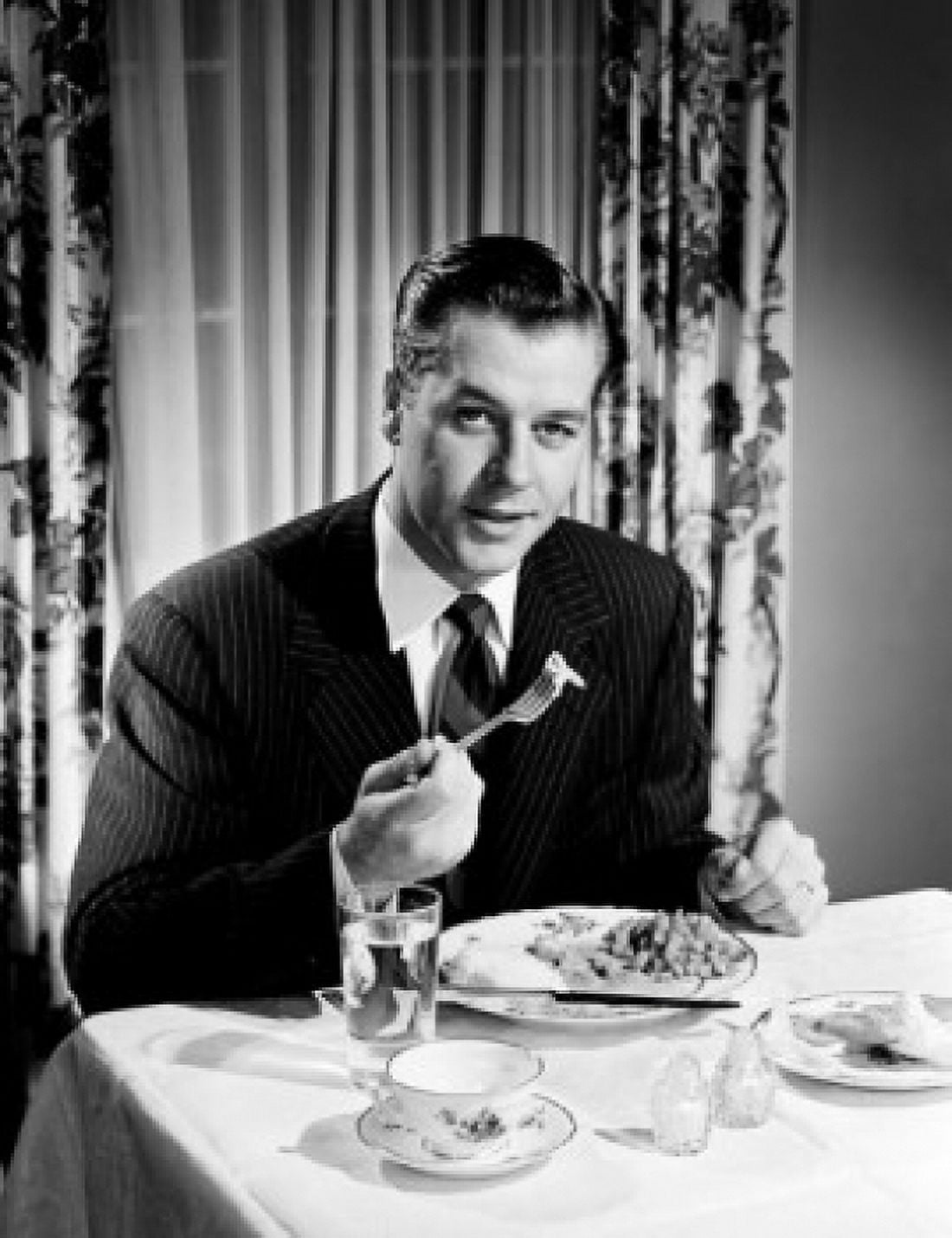 Man eating dinner Canvas Art - (18 x 24)