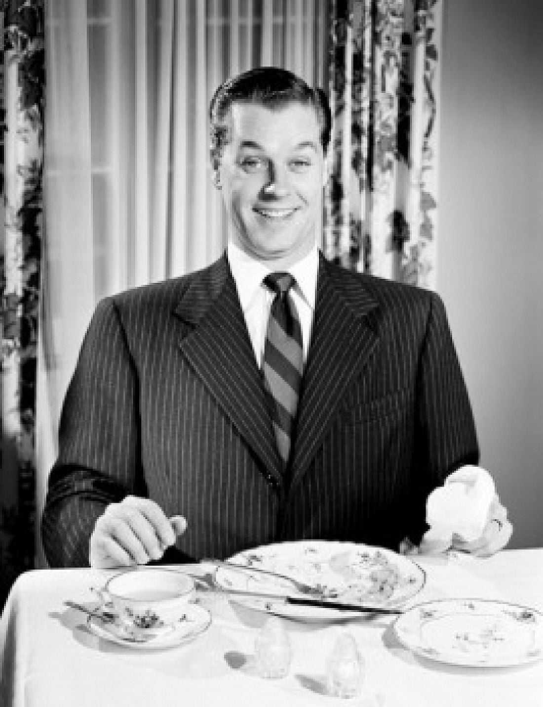 Man eating dinner Canvas Art - (18 x 24)
