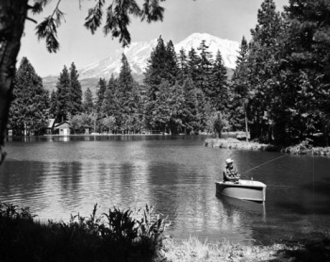 Man fishing in a lake Abrams Lake California USA Canvas Art - (24 x 36)