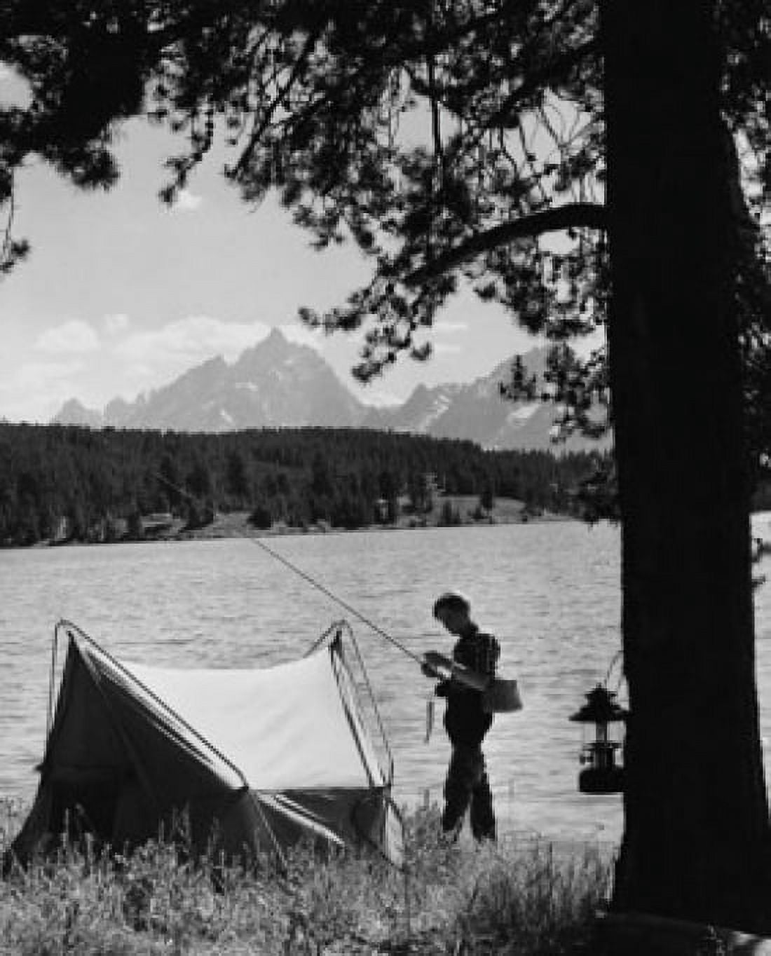 Man fishing in a lake Grand Teton National Park Wyoming USA Canvas Art -  (24 x 36)