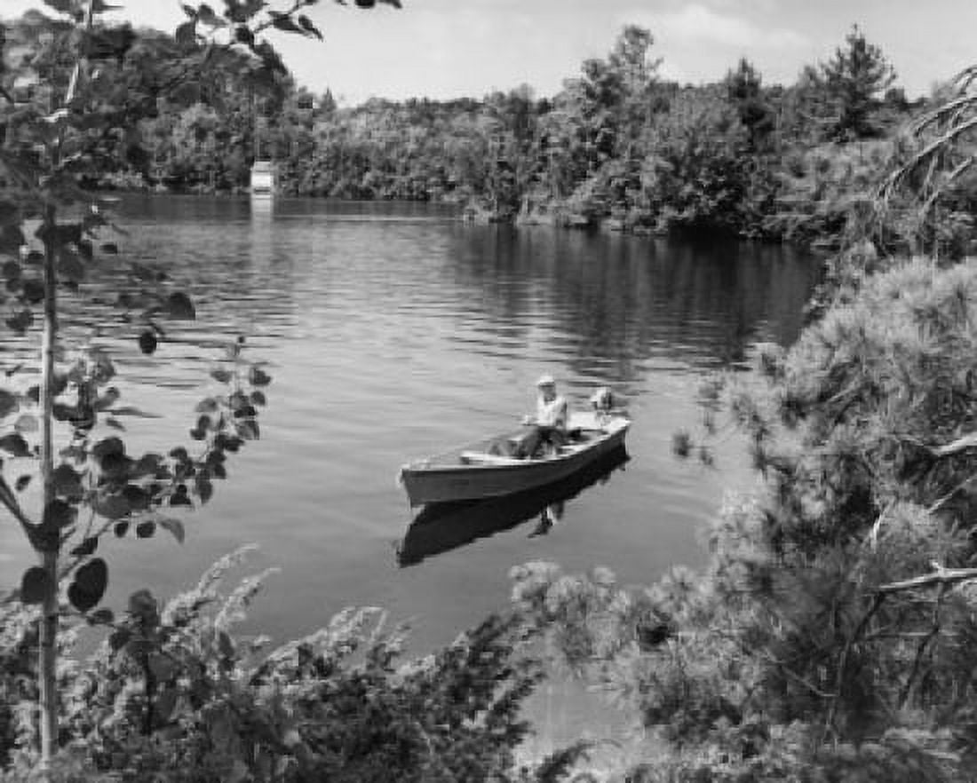 Man fishing in a lake Lake Hortonia Vermont USA Canvas Art - (18 x 24)