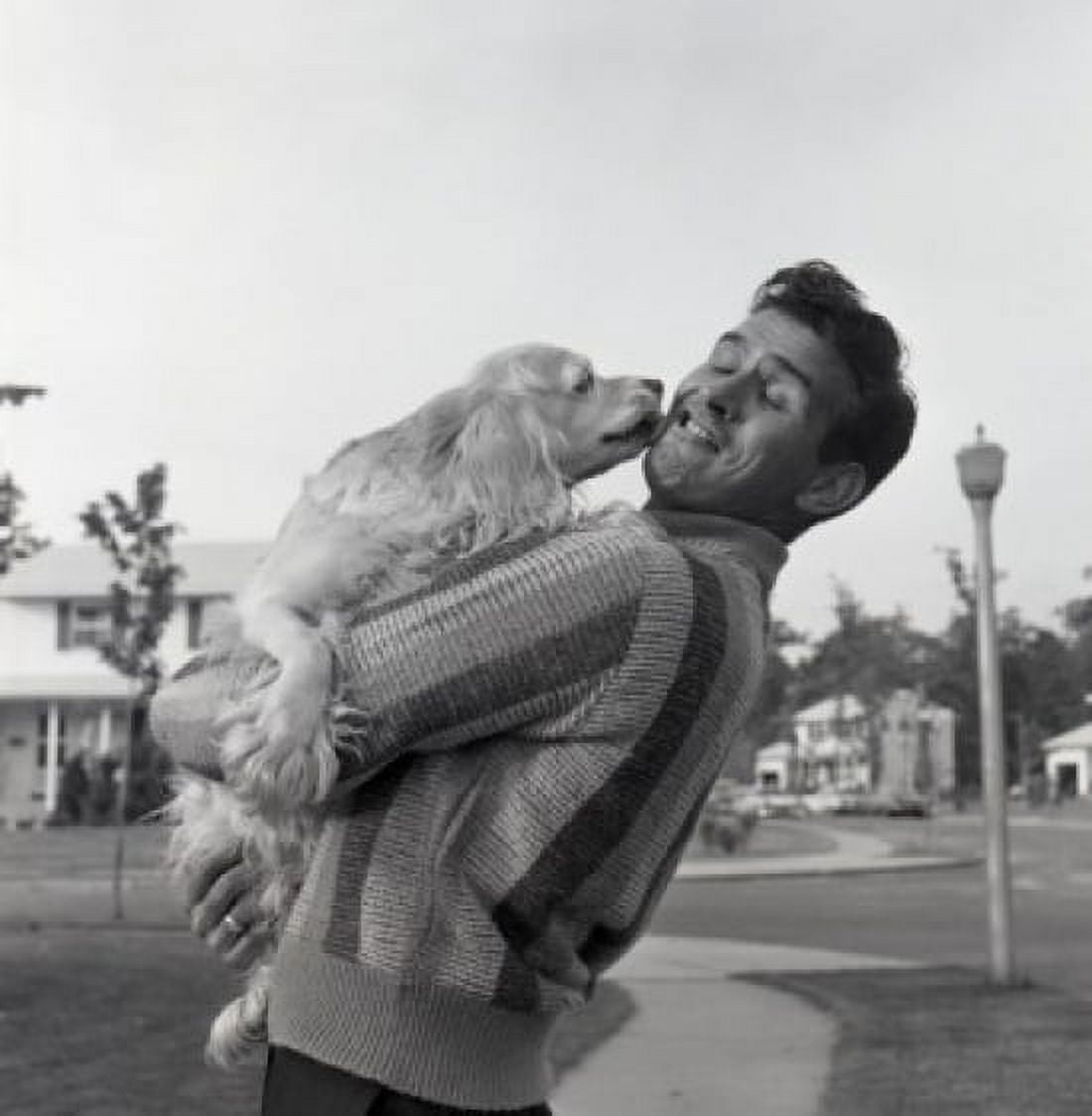 Man hugging dog Canvas Art - (18 x 24)