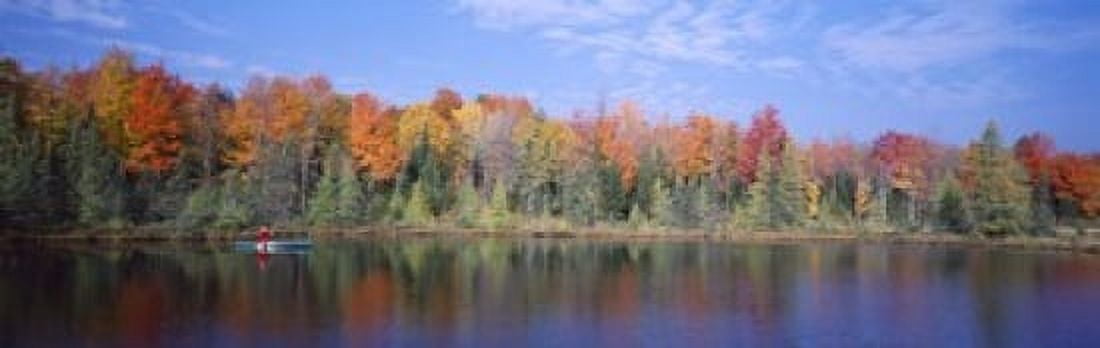 Man in Canoe nr Antigo WI USA Canvas Art - Panoramic Images (18 x 6)