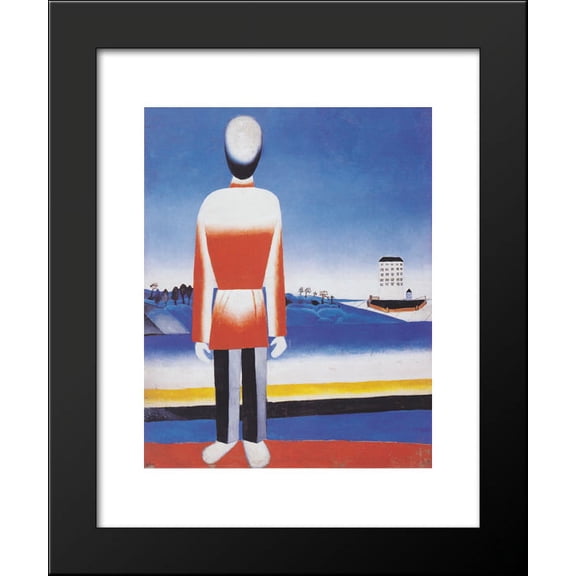 Man in Suprematic Landscape 20x24 Framed Art Print by Malevich, Kazimir