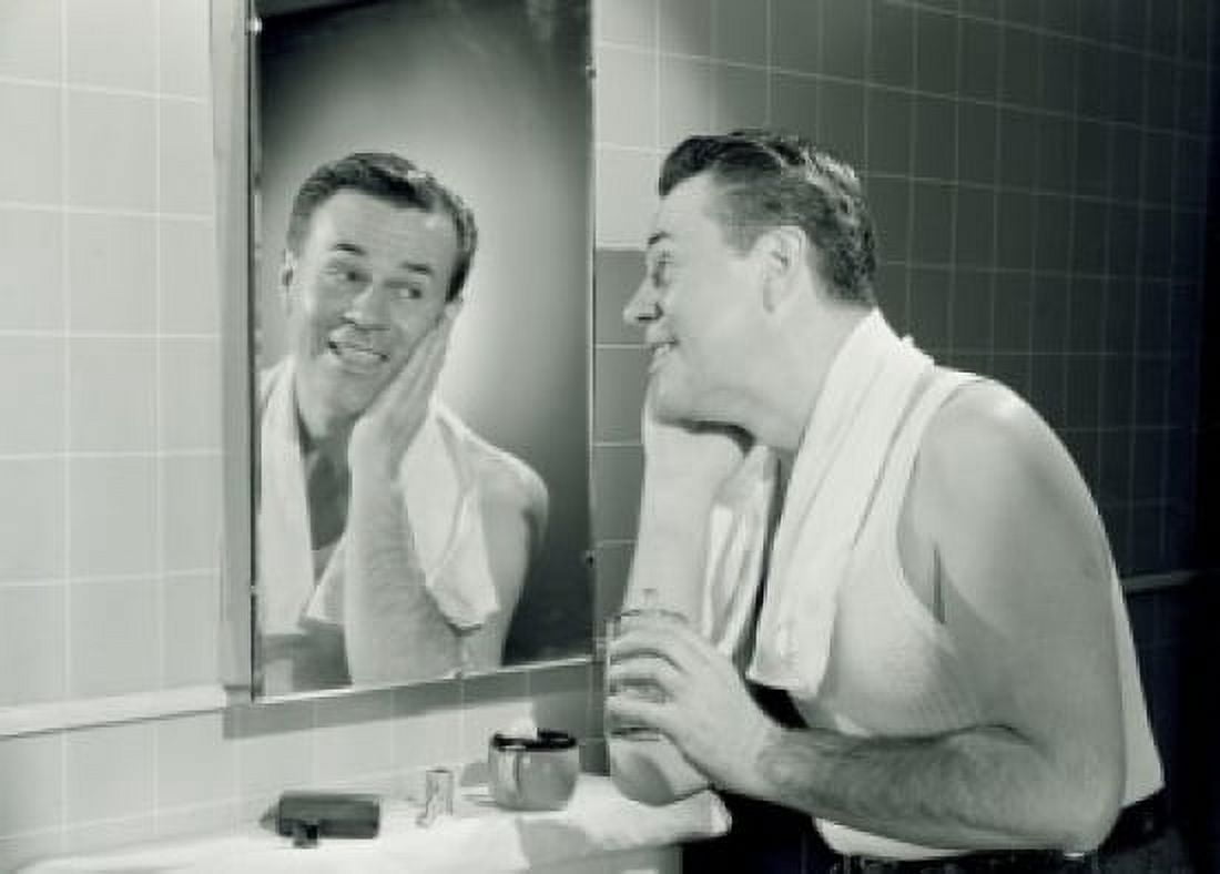 Man in bathroom Canvas Art - (24 x 36)
