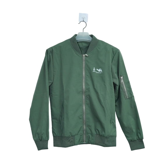 Man leading a camel Men's Bomber Jacket Lightweight Casual Flight Windbreaker Zip Up Coat with Pocket