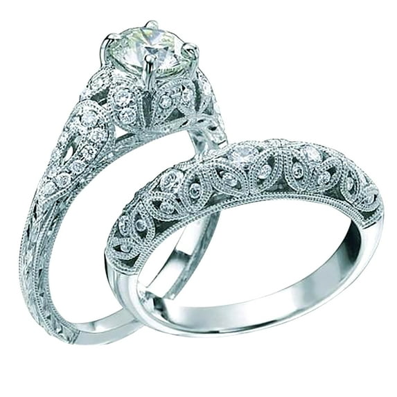 Man made diamond moissanite Wedding Ring Vintage 2.50 Carat Round cut Man made diamond moissanite Diamond Set with 18k Gold Plating