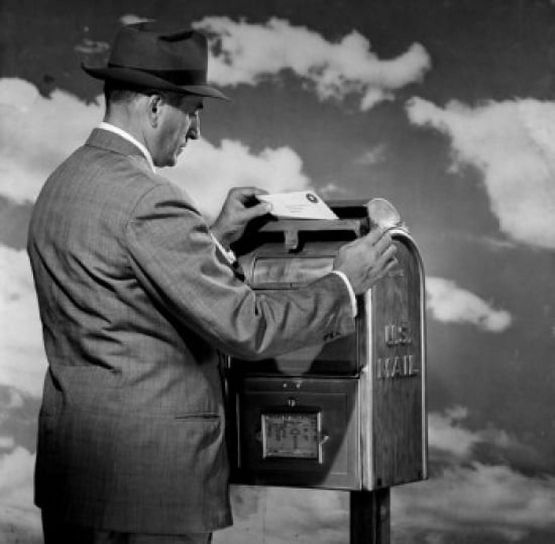 Man mailing letter Canvas Art - (24 x 36)