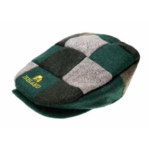 Man of Aran Patch Design Cap with Embroidered Gold Shamrock Irish Trinity St. Patrick's Day Thematic One-size 100% Polyester