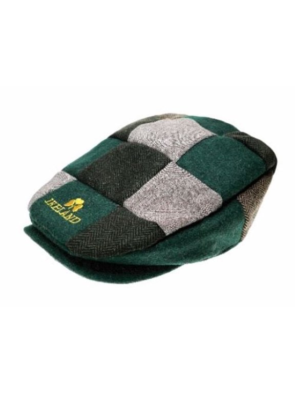 Man of Aran Patch Design Cap with Embroidered Gold Shamrock Irish Trinity St. Patrick's Day Thematic One-size 100% Polyester
