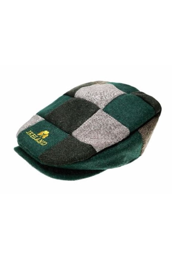 Man of Aran Patch Design Cap with Embroidered Gold Shamrock Irish Trinity St. Patrick's Day Thematic One-size 100% Polyester