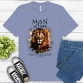 thumbnail image 1 of Man of Faith Premium T-Shirt – 1 Timothy 6:11 Scripture Lion Christian Tee, Lavender, S, 1 of 6